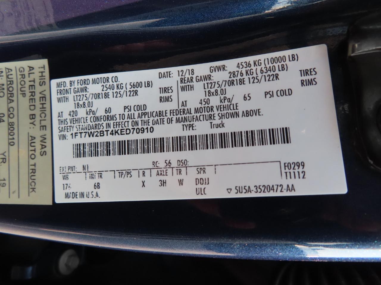 Ford Super Duty F-250 SRW Lariat 4WD Crew Cab 8' Box 2019