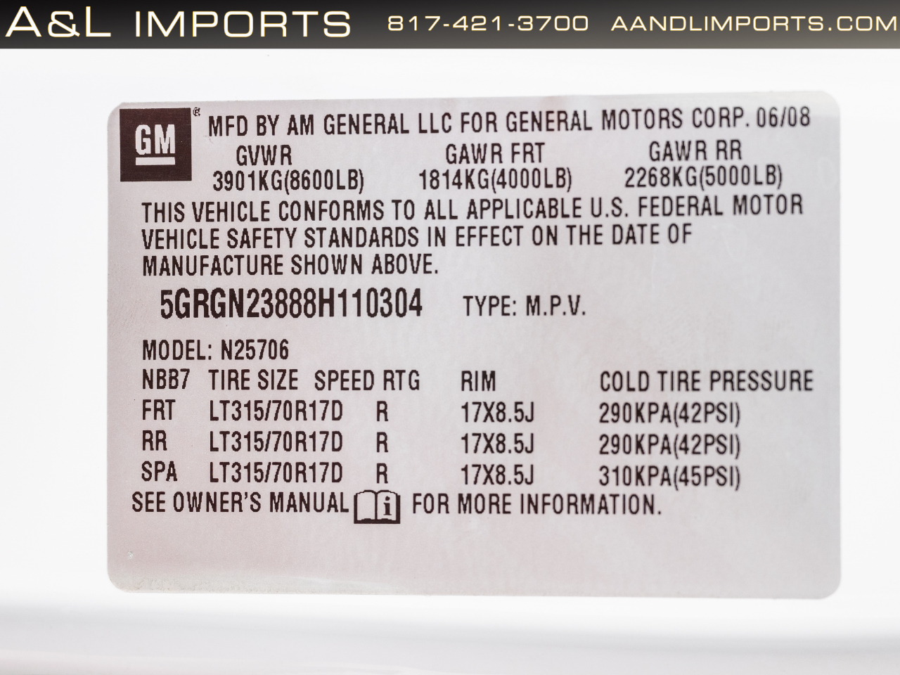 HUMMER H2 4WD 4dr SUV 2008