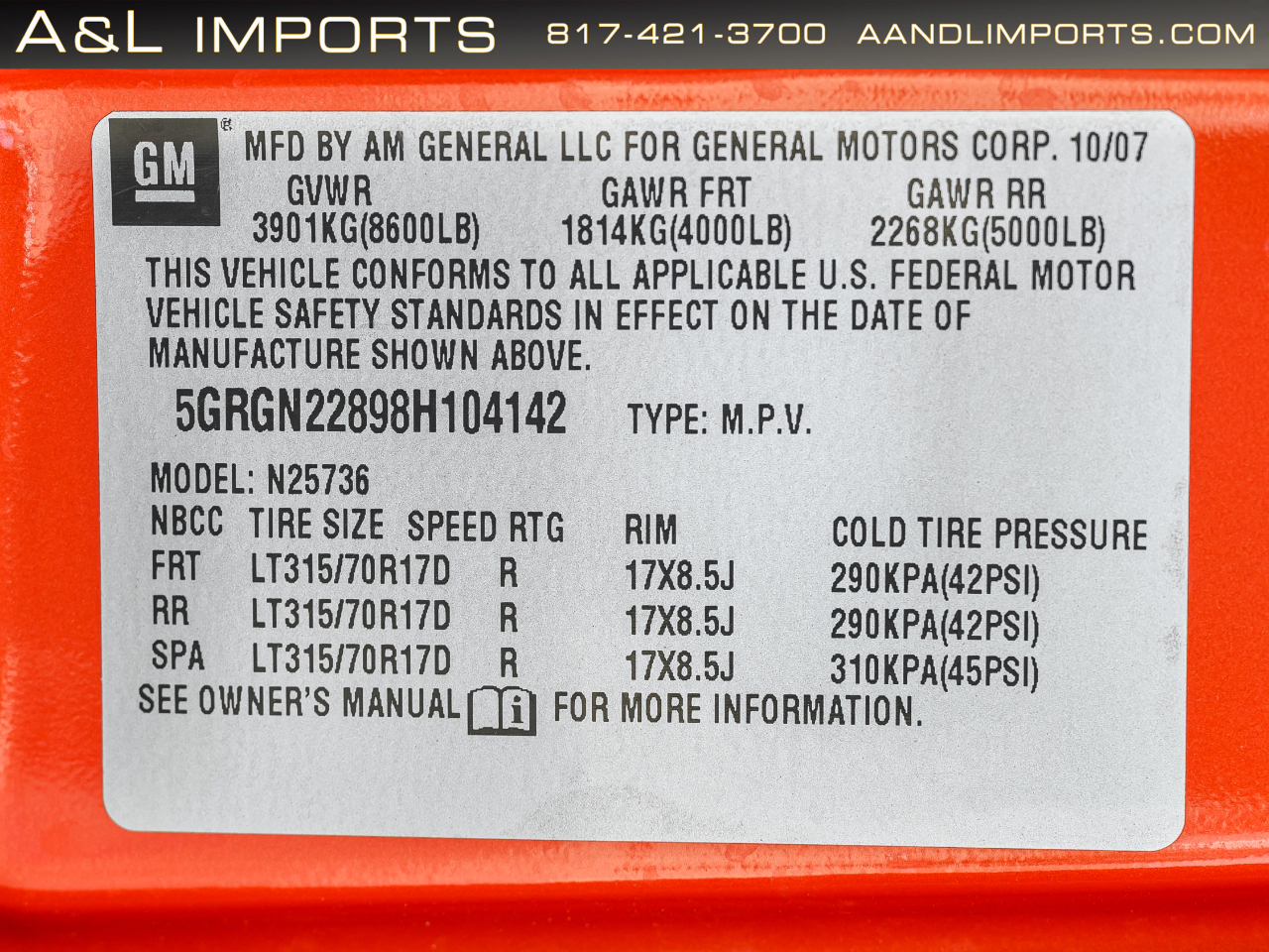 HUMMER H2 4WD 4dr SUT 2008