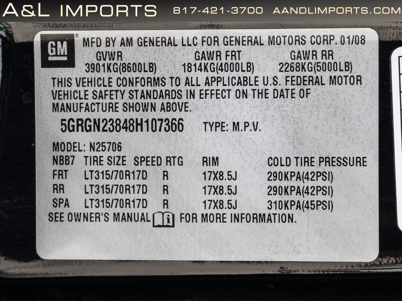 HUMMER H2 4WD 4dr SUV 2008