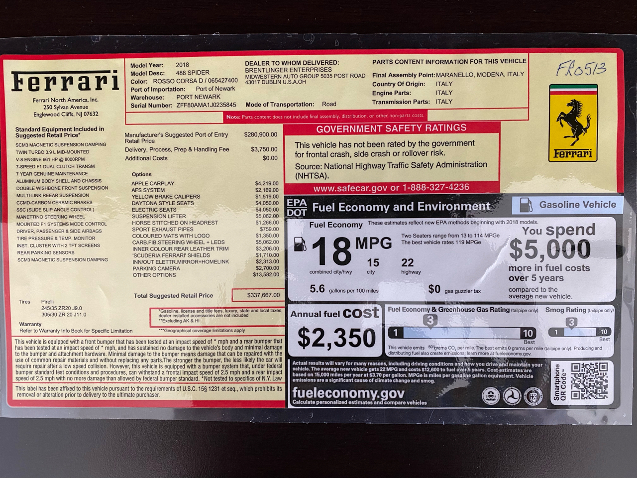 Ferrari 488 Spider 2018