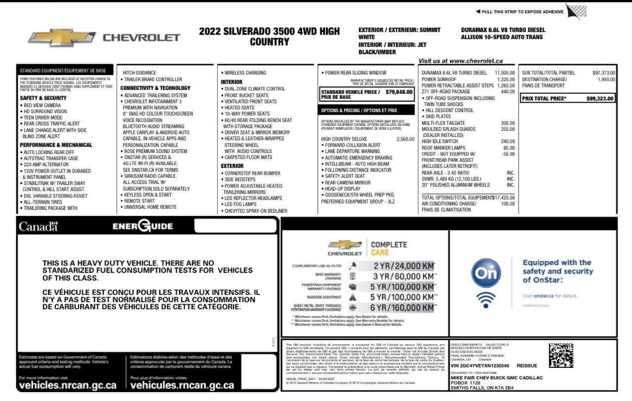 Chevrolet Silverado 3500HD High Country Crew Cab 4WD 2022