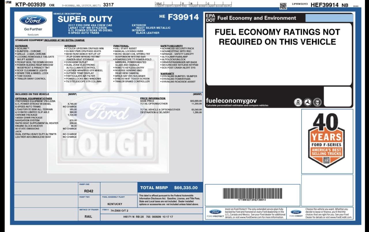 Ford F-350 SD Lariat Crew Cab LWB DRW 4WD 2017