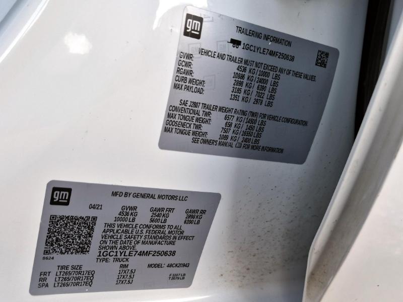 Chevrolet Silverado 2500HD Work Truck Crew Cab Long Box 4WD 2021