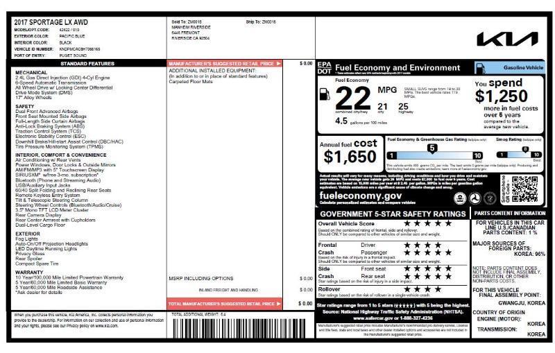 Kia Sportage LX AWD 2017