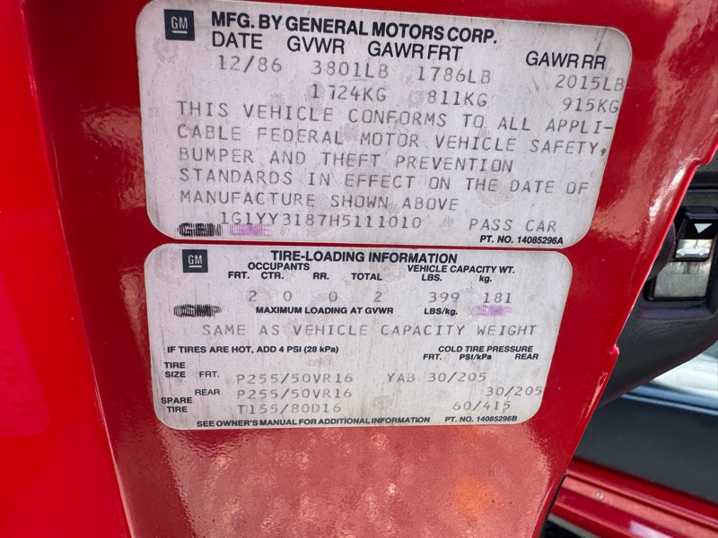 Chevrolet Corvette  1987 Chevrolet Corvette  1987