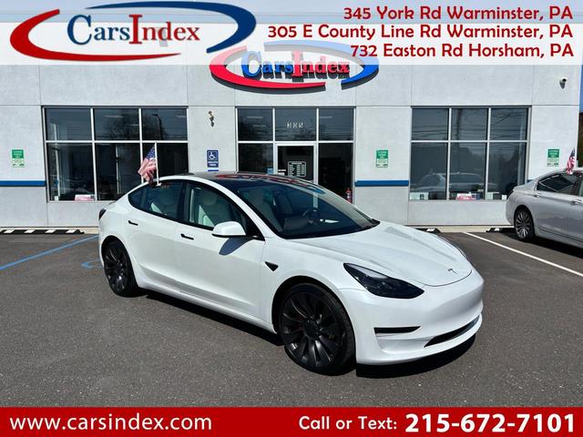 White 2022 Tesla Model 3 Performance AWD Sedan All-Wheel Drive Continuously Variable Transmission