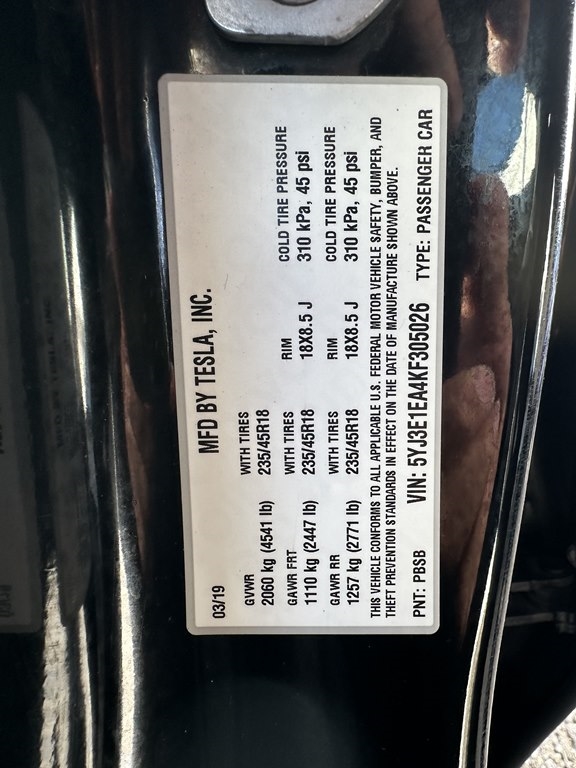 2019 Tesla Model 3 STANDARD PLUS