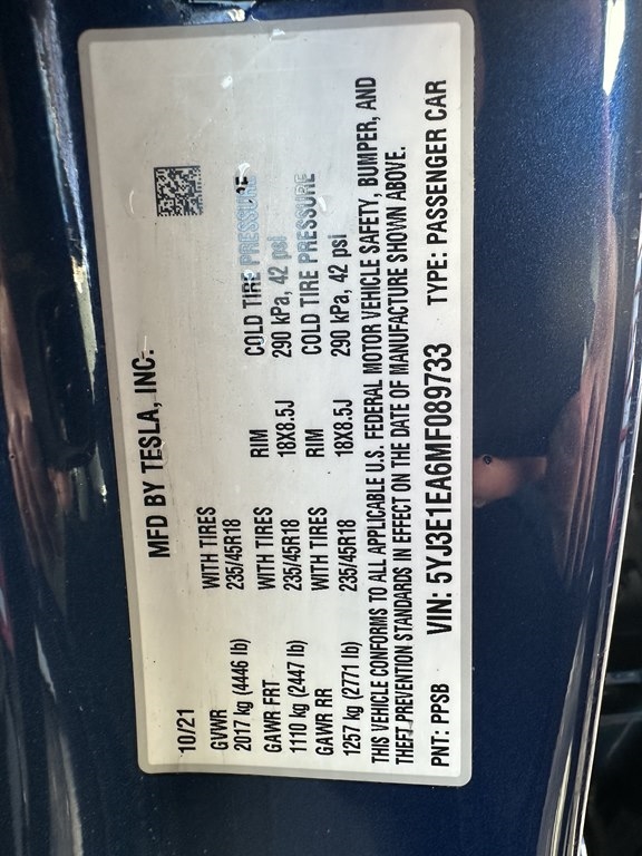 2021 Tesla Model 3 STANDARD PLUS