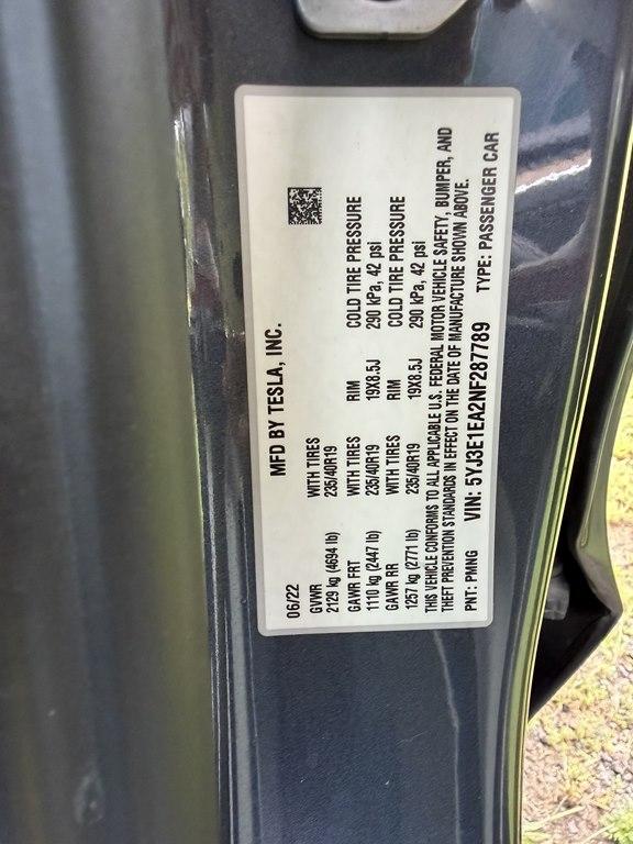 2022 Tesla Model 3 STANDARD RANGE