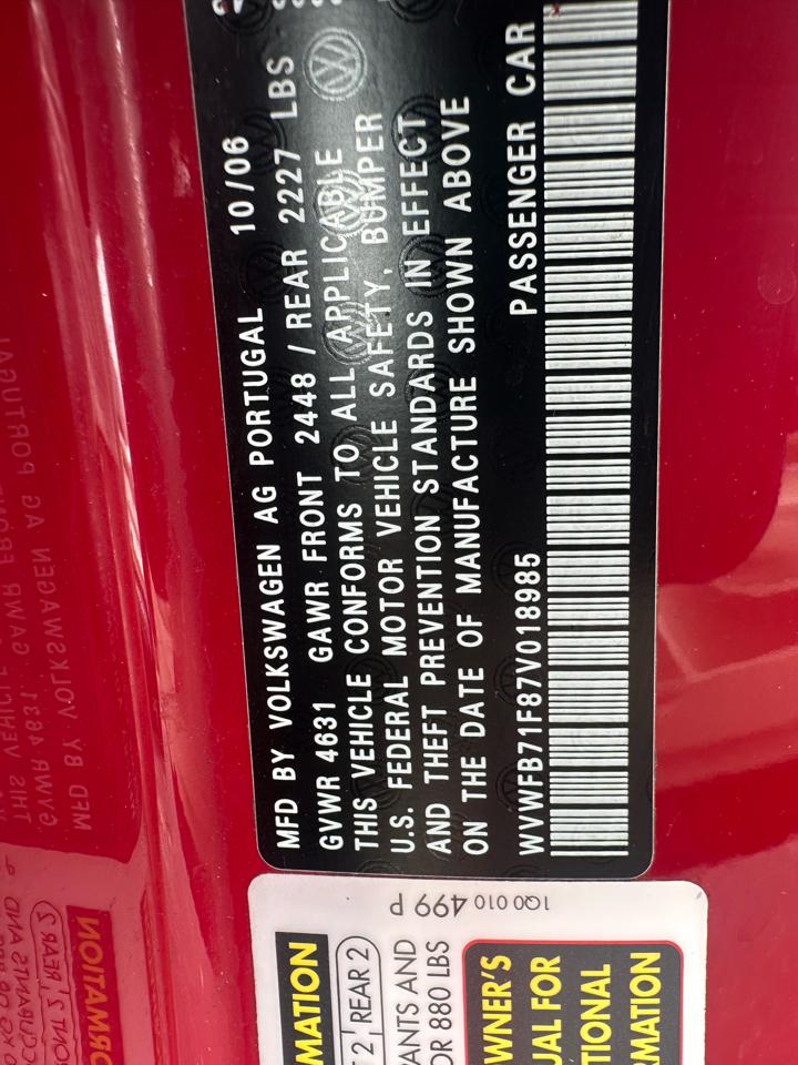 Volkswagen Eos 2dr Convertible DSG 3.2L 2007