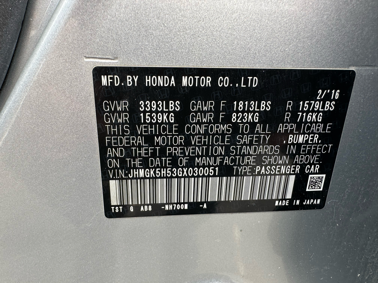 Honda Fit 5dr HB CVT LX 2016