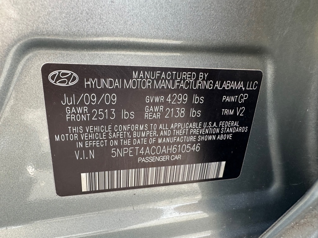 Hyundai Sonata 4dr Sdn I4 Auto GLS 2010