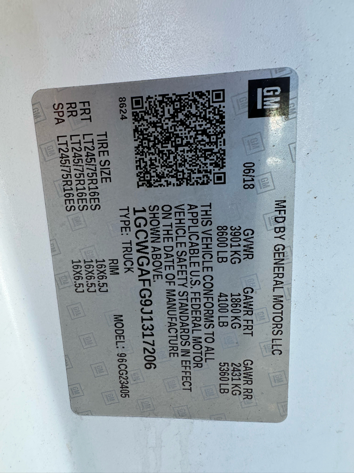 Chevrolet Express Cargo Van 2500 135" WB RWD 2018