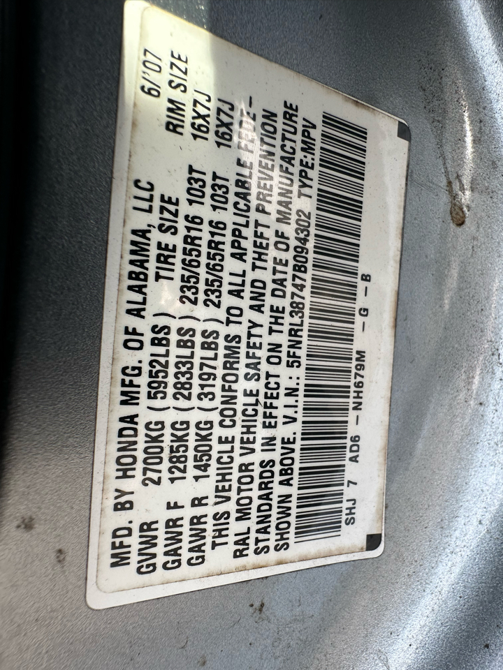 Honda Odyssey 5dr EX-L w/RES 2007