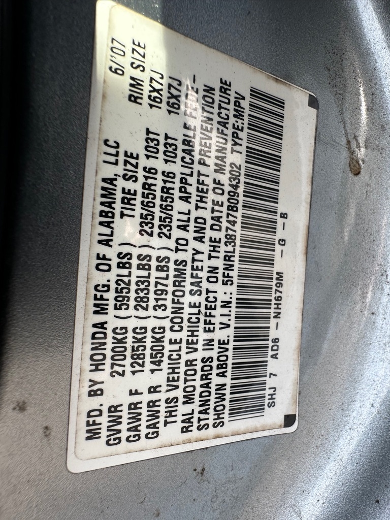 Honda Odyssey 5dr EX-L w/RES 2007