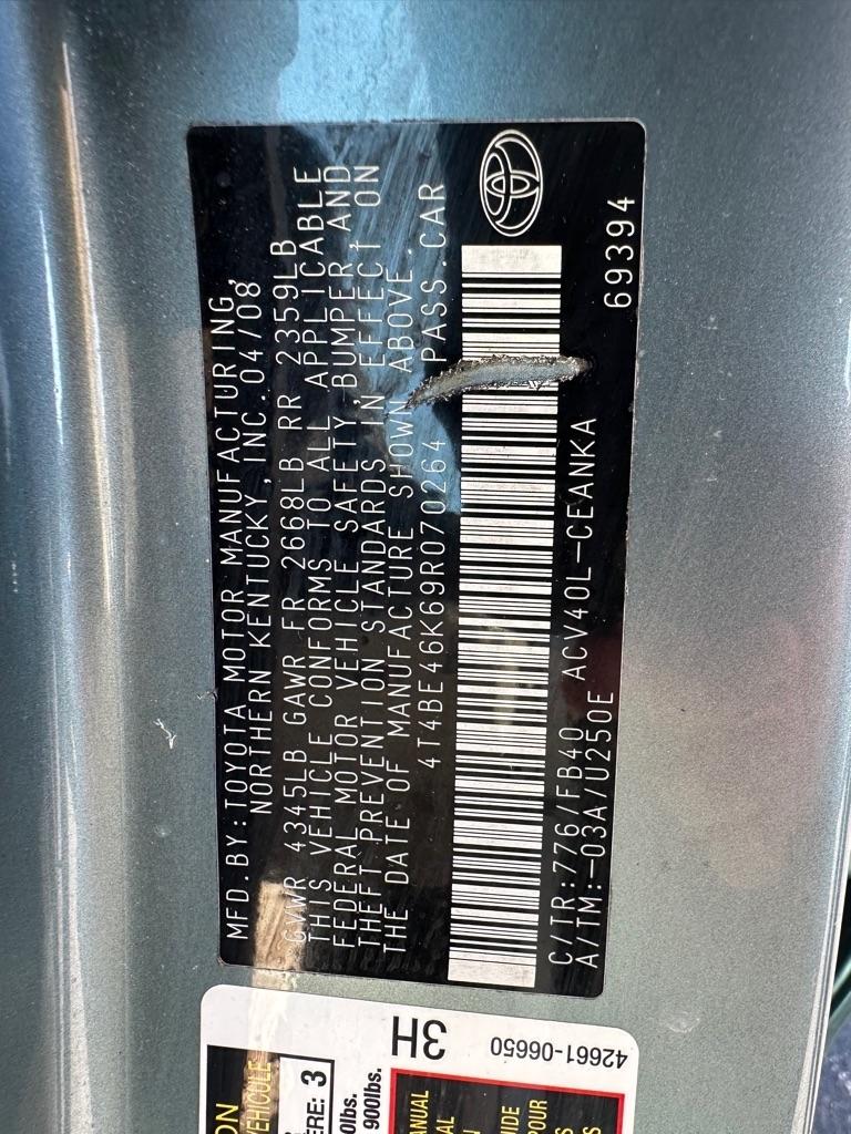 Toyota Camry 4dr Sdn I4 Auto LE (Natl) 2009