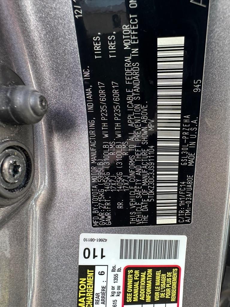 Toyota Sienna LE 8-Passenger Seating 2018