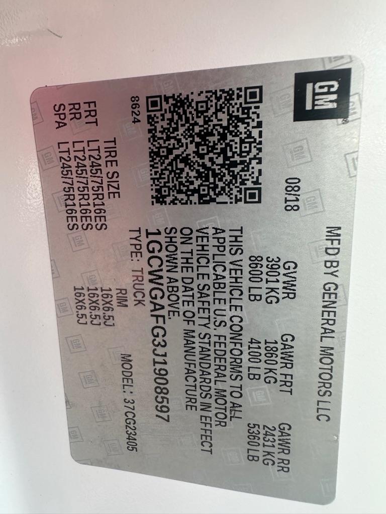 Chevrolet Express Cargo Van 2500 135" WB RWD 2018