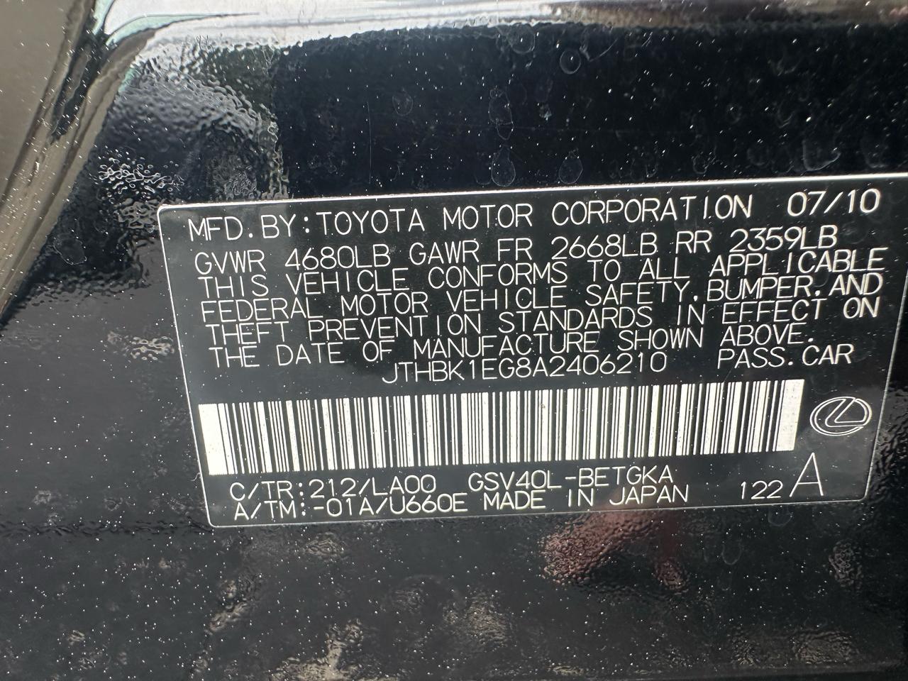 Lexus ES 350 4dr Sdn 2010