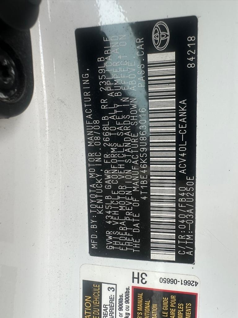 Toyota Camry 4dr Sdn I4 Auto LE (Natl) 2009