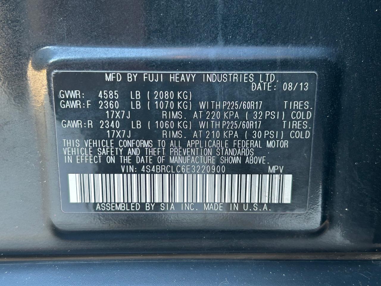 Subaru Outback 2.5i Limited 2014