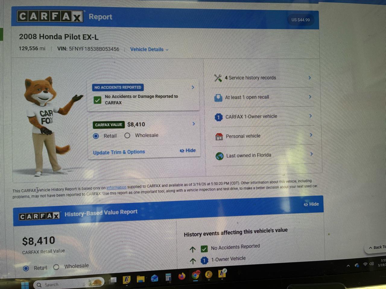 Honda Pilot EX-L 4WD AT 2008