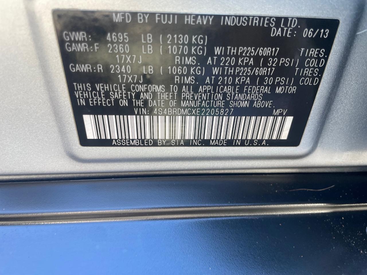 Subaru Outback 3.6R Limited 2014