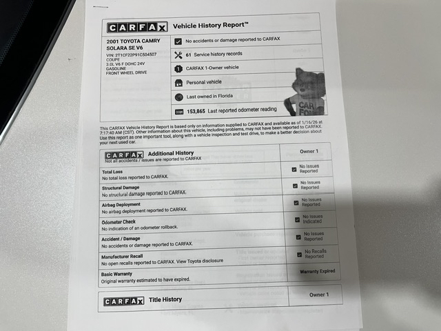 Toyota Camry Solara SE 2001