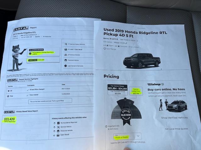 Honda Ridgeline RTL AWD 2019
