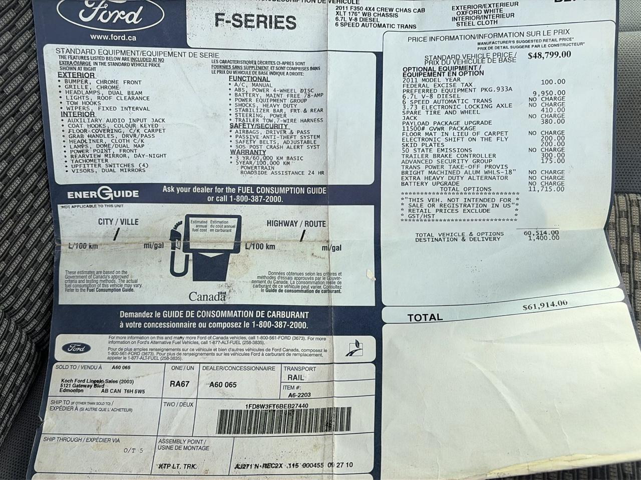 Ford F-350 SD XLT Crew Cab Long Bed 4WD 2011
