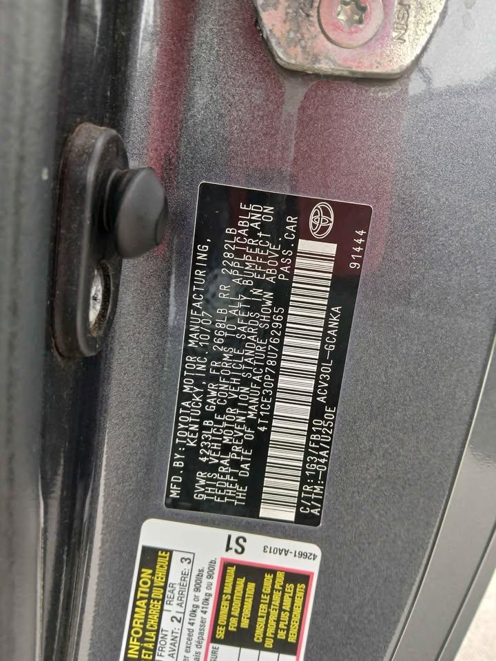 Toyota Camry Solara 2dr Cpe I4 Auto SE (Natl) 2008