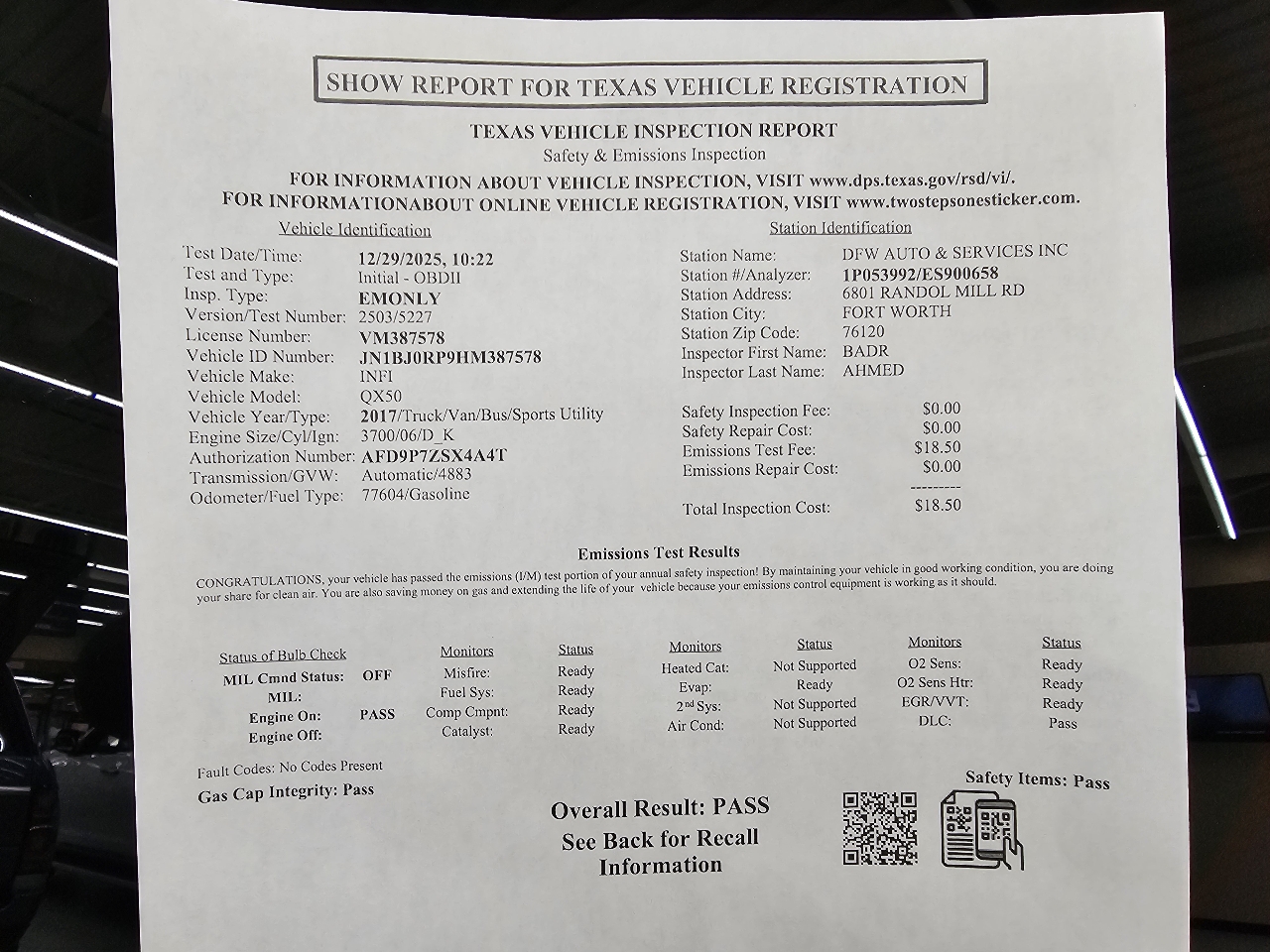 Infiniti QX50 Base RWD 2017