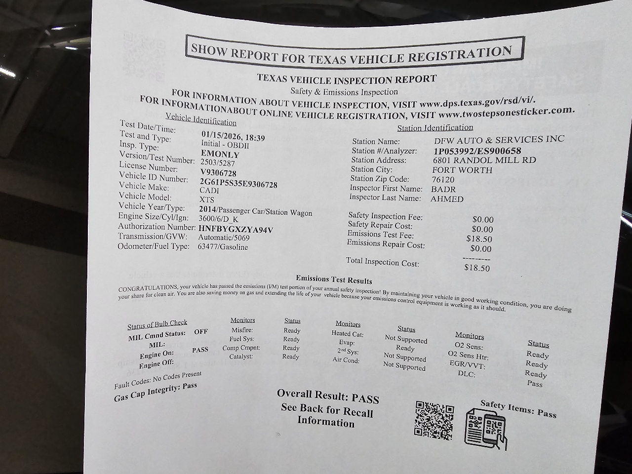 Cadillac XTS Premium FWD 2014