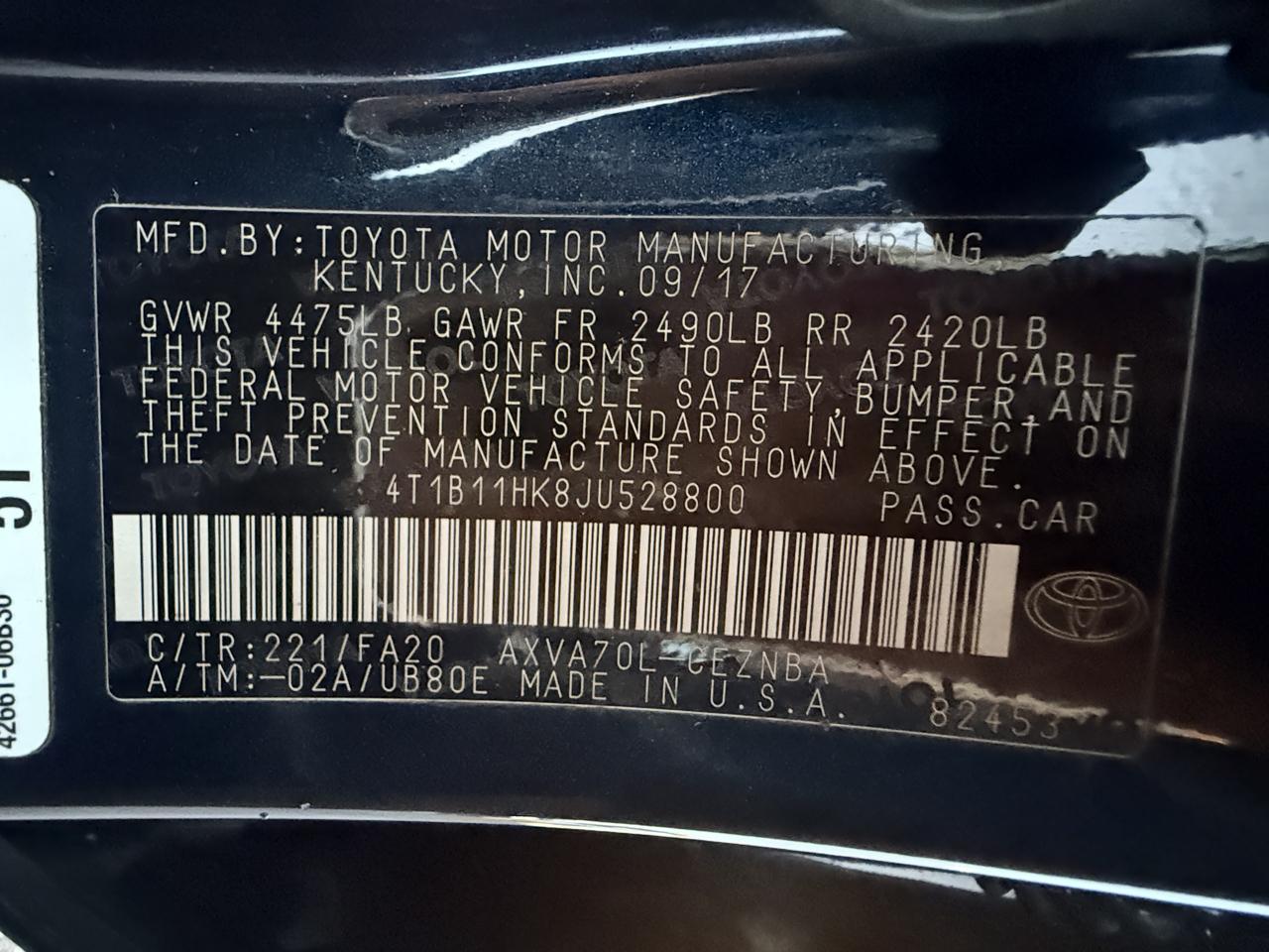 Toyota Camry LE 2018