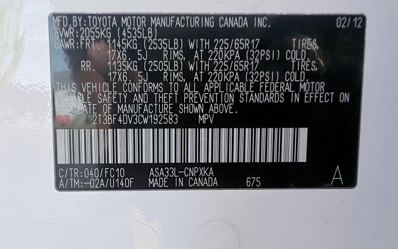 Toyota RAV4 Base I4 4WD 2012