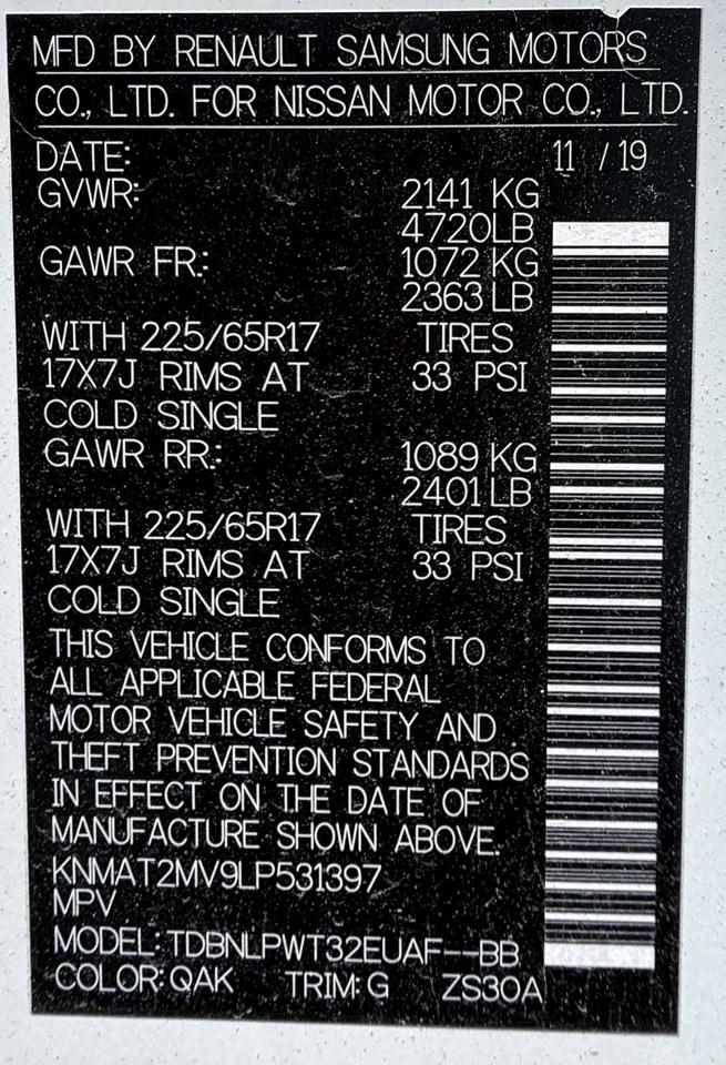 Nissan Rogue S AWD 2020