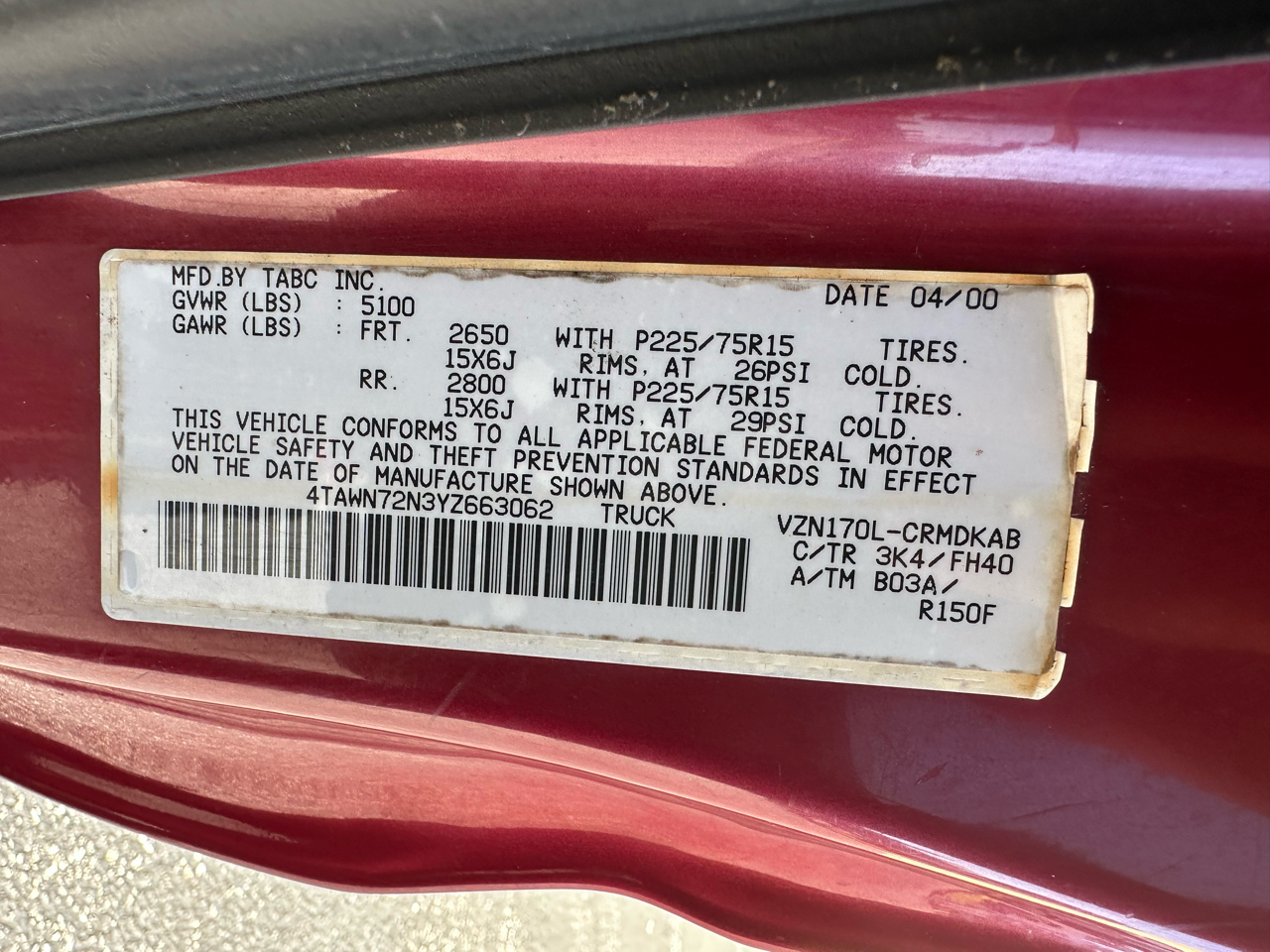 Toyota Tacoma Xtracab V6 4WD 2000