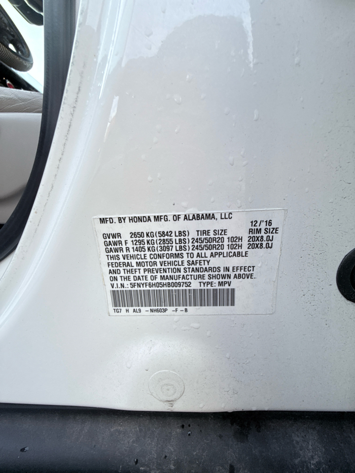 Honda Pilot Elite 4WD 2017