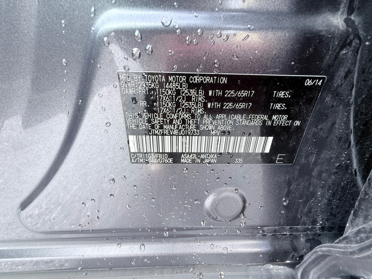 Toyota RAV4 LE FWD 2014