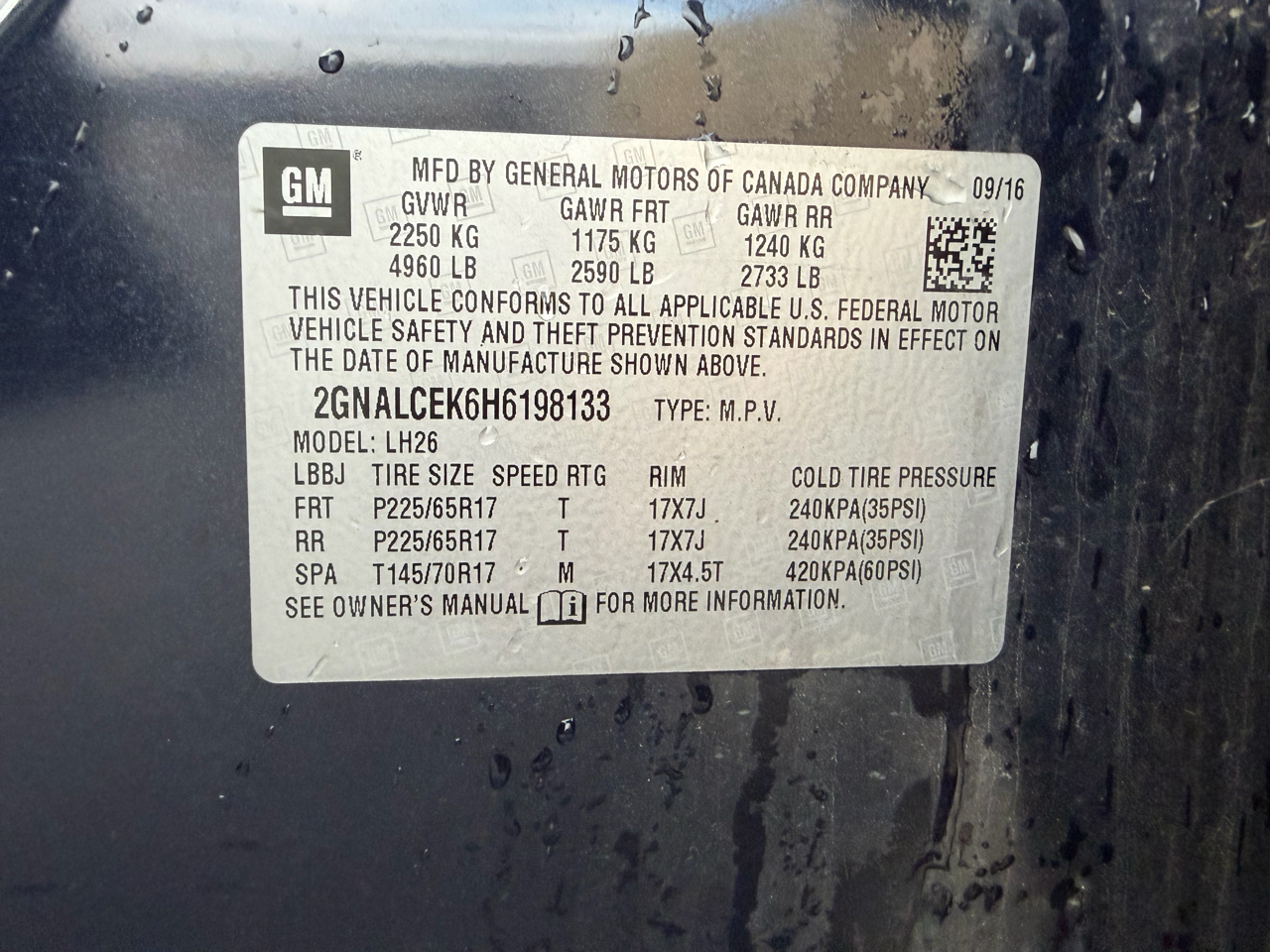 Chevrolet Equinox LT 2WD 2017