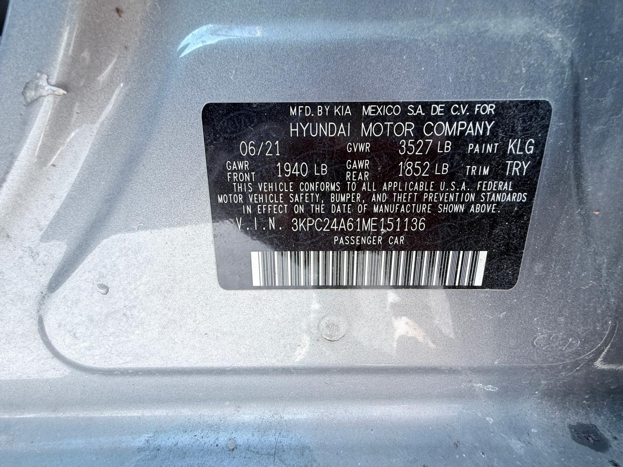 Hyundai Accent SE 4-Door 6A 2021