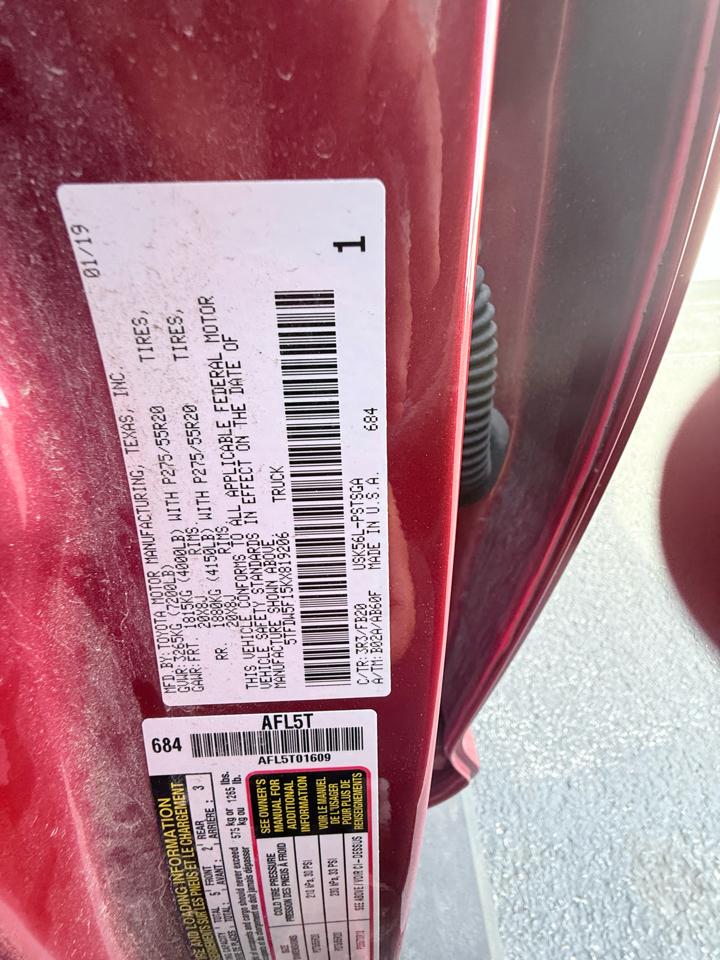 Toyota Tundra SR5 5.7L V8 FFV CrewMax 4WD 2019