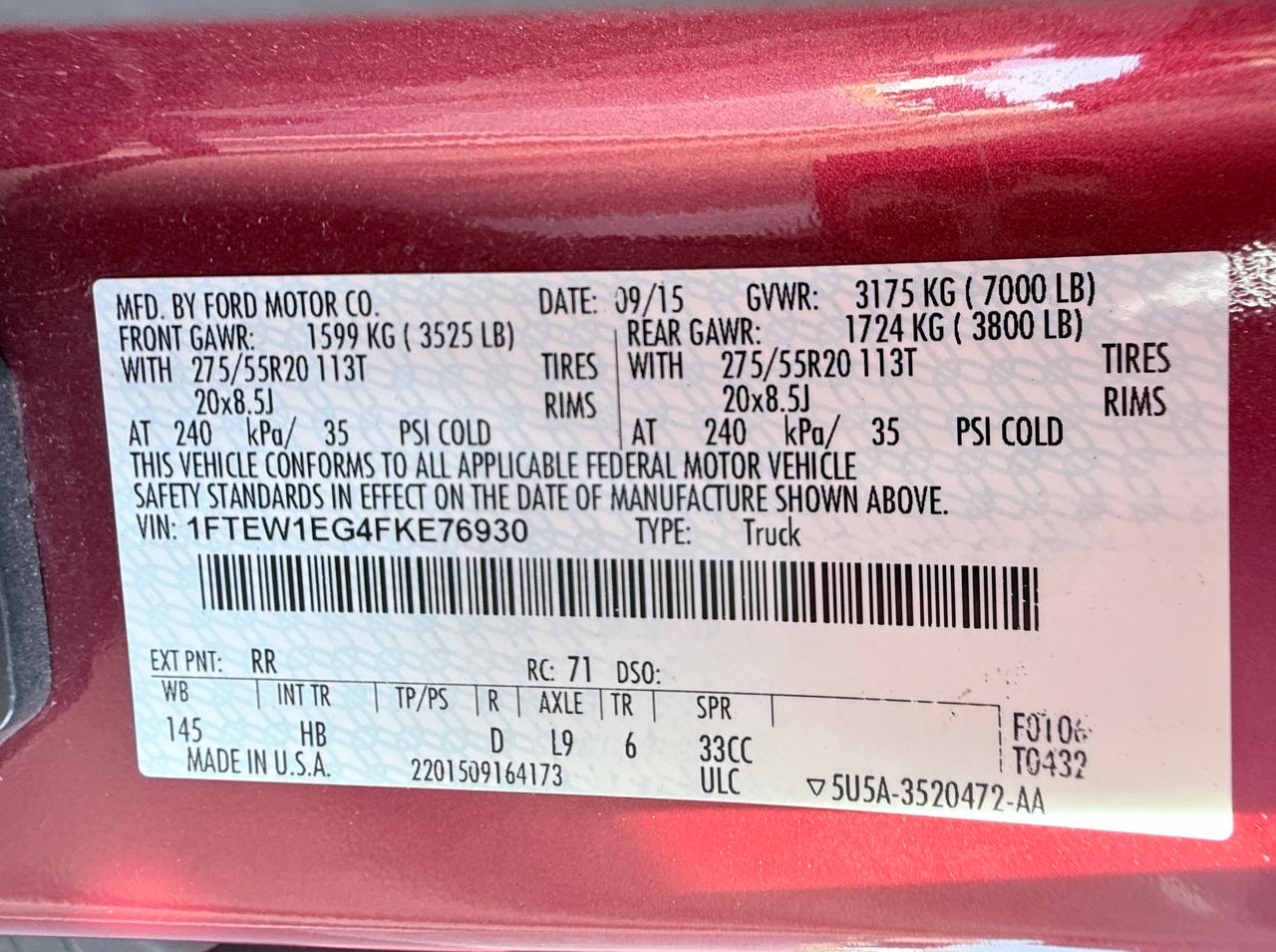 Ford F-150 XL SuperCrew 5.5-ft. Bed 4WD 2015