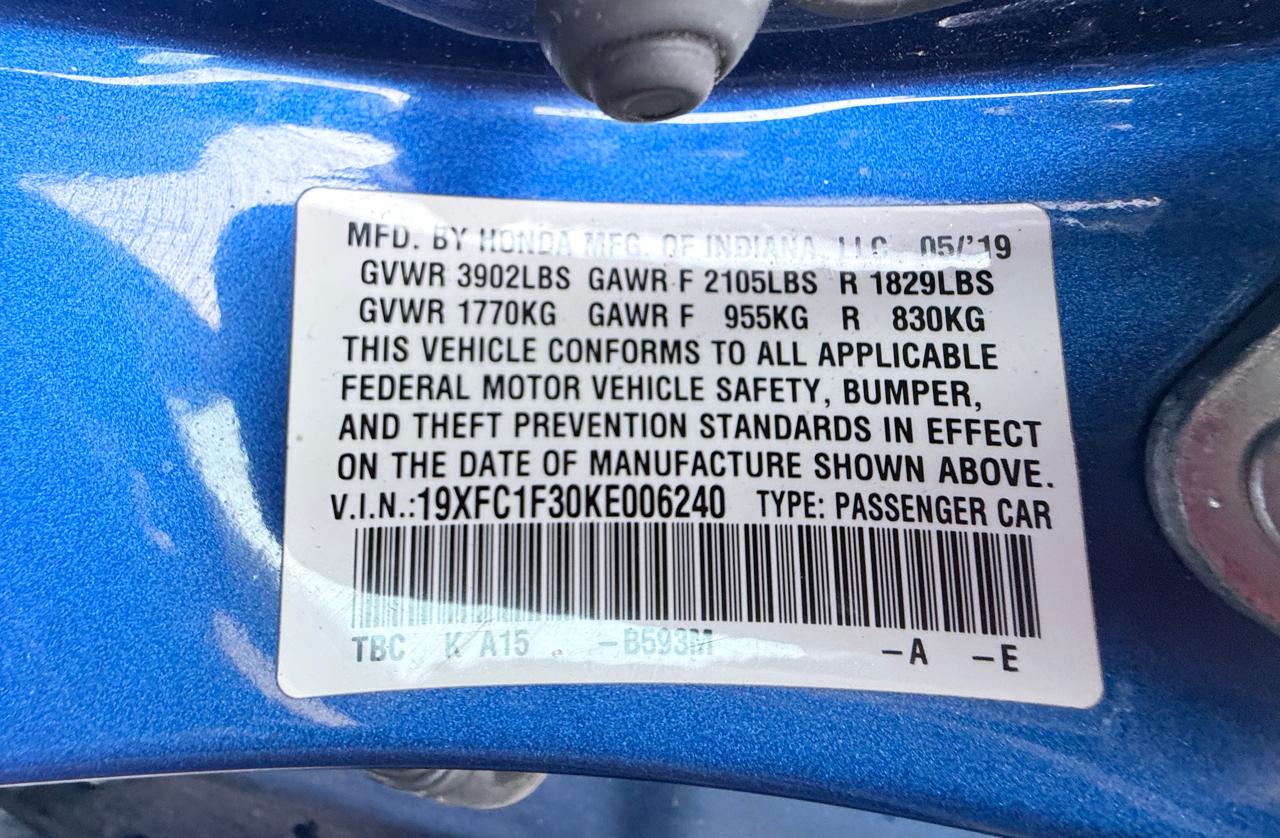 Honda Civic EX-T Sedan CVT 2019