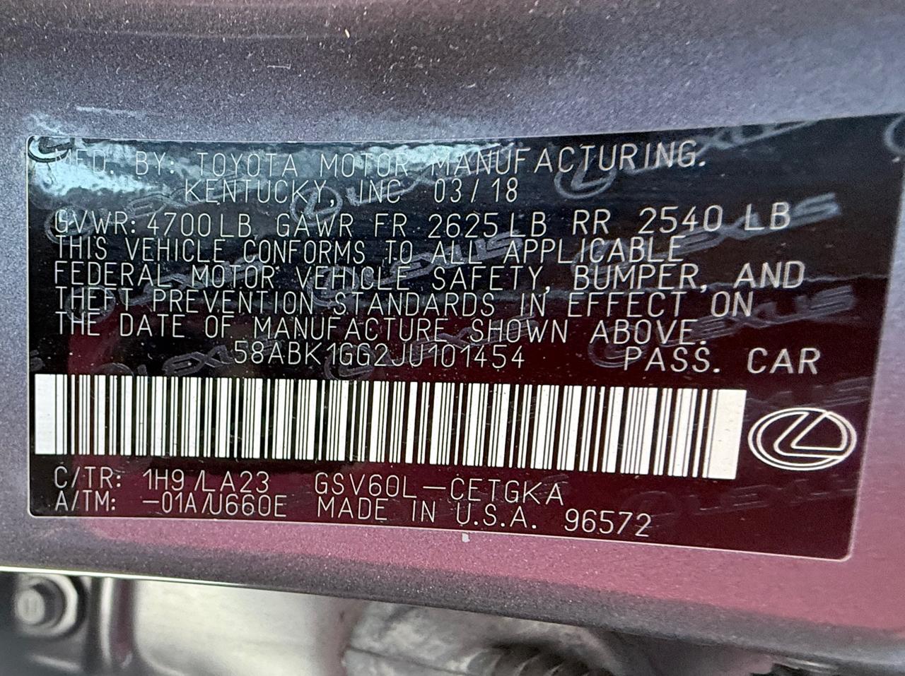 Lexus ES 350 Sedan 2018