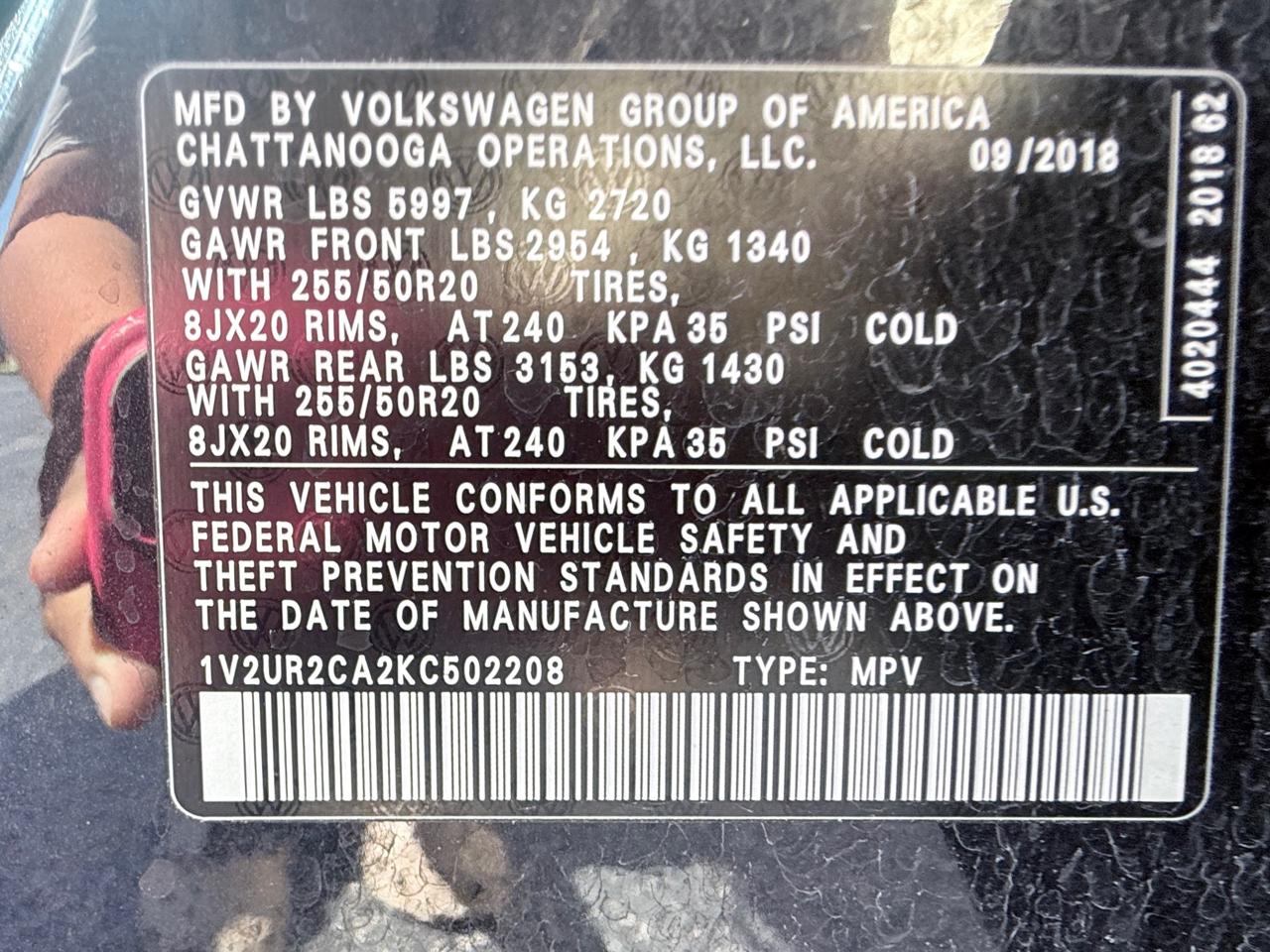 Volkswagen Atlas V6 SE w/Technology AWD 2019