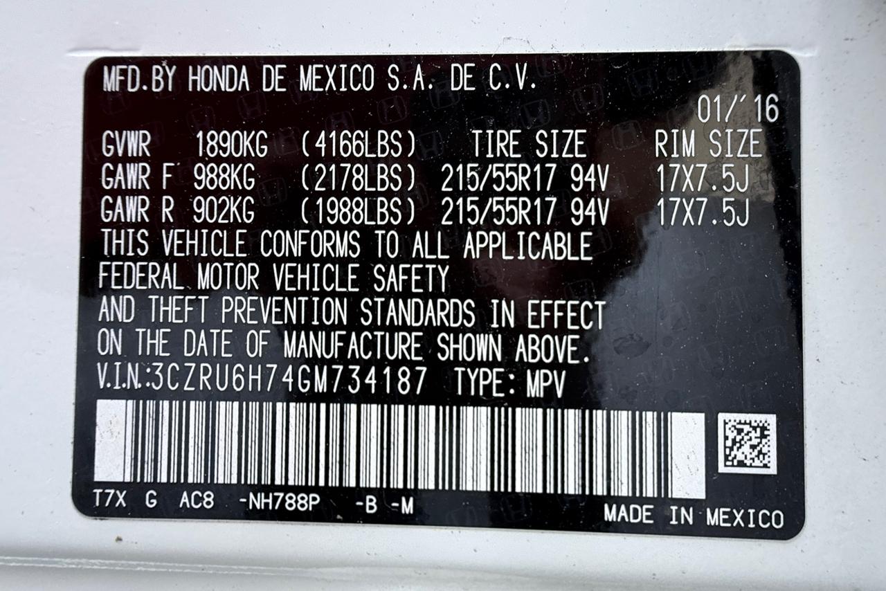 Honda HR-V EX-L w/Navigation 4WD CVT 2016