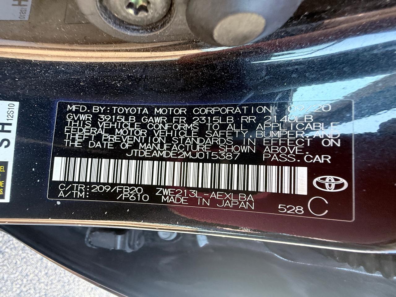 Toyota Corolla LE Hybrid 2021