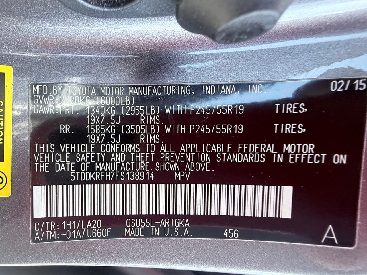 Toyota Highlander Limited AWD V6 2015
